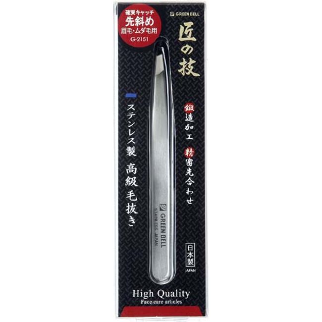 [11/25 (Saturday) 24 hours only★One out of two people will get the maximum amount of points back in the lottery★Entry required] GREEN BELL Craftsmanship High quality stainless steel tweezers (slanted tip) G-2151 [Tweezers]