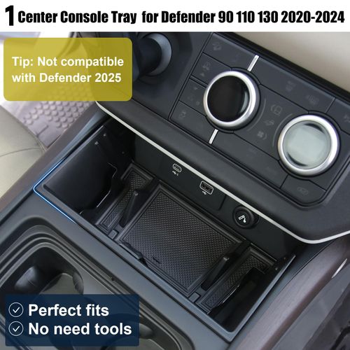 for Land Rover Defender Console Organizer Tray (2020-2024) | Custom Fit 90/110/130 Models | Anti-Slip Phone & Glasses Storage Box with Quick Installation (for Defender Center Console Organizer B)
