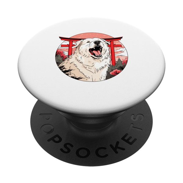 Great Pyrenees Torii Gate Funny Dog Landmark PopSockets Standard PopGrip