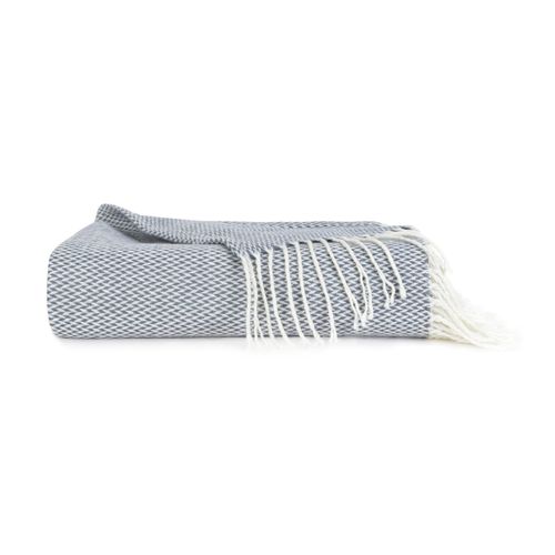 Linen Market Beddings Elevate Your Comfort with Herringbone Throw Blanket - Luxurious Woven Ultra Soft Acrylic - Sized 50" W x 60" L - Fringed Edges - Lightweight Layer for Bed or Sofa (Dusk Blue)