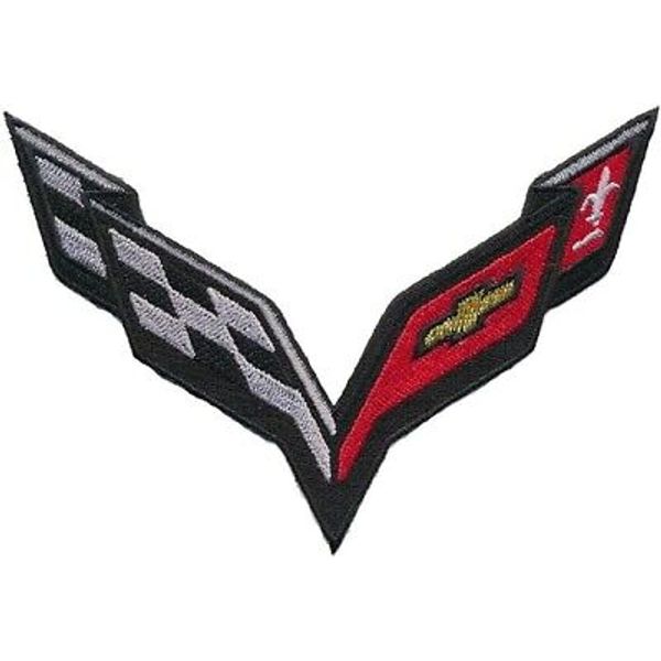 Corvette Racing Flags Sports Cars Embroidered Iron on Sew on 5 inch Patch