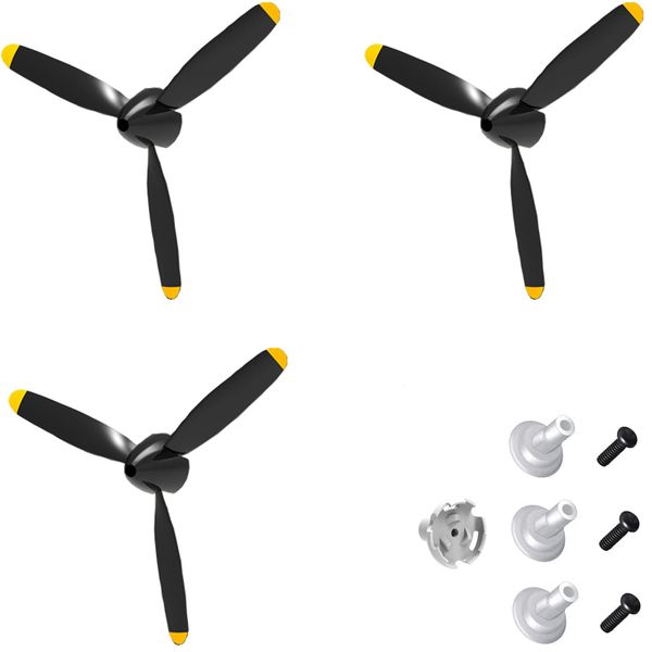 FLYCOLOR 3 Sets F4U Rc Plane Propeller with Propeller Savers and Adapters for VOLANTEXRC 761-8 761-9 T28 Airplane