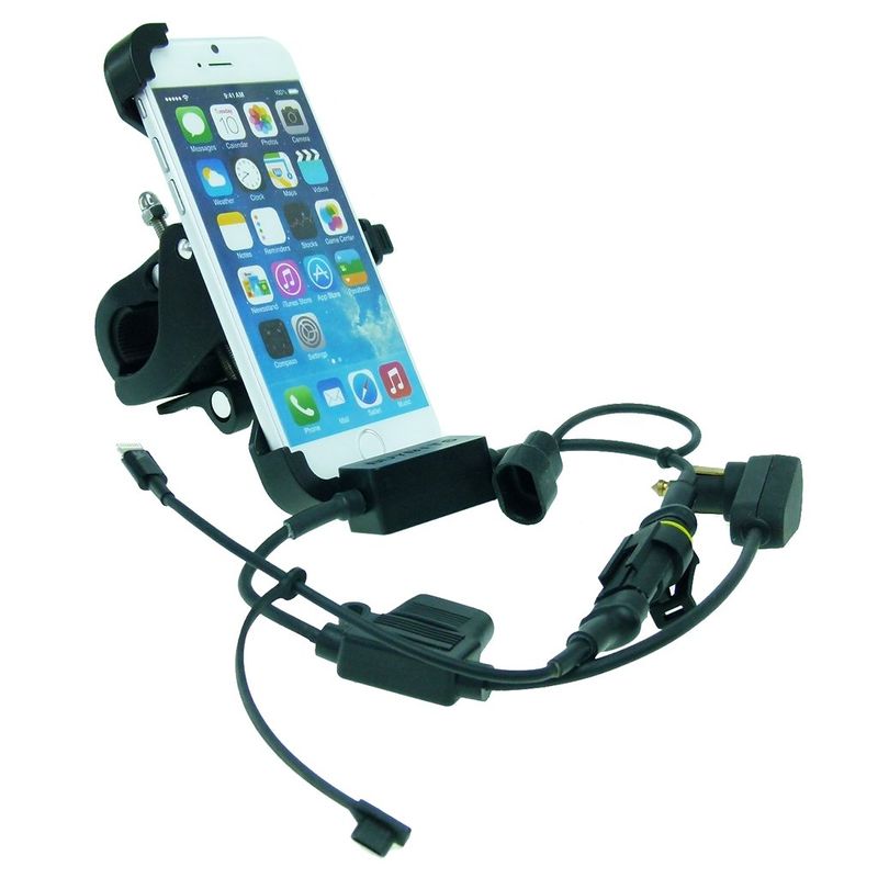 High Power Hella - DIN Weather Resistant Motorcycle Handlebar Mount for iPhone 13 (sku 58585)