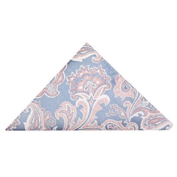TIES R US Blue and Pink Paisley Pocket Square