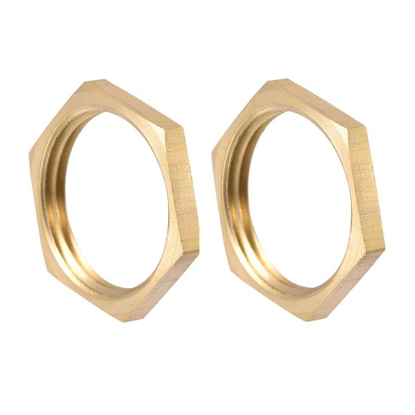 sourcing map G3/4 Lock Nut, Hex Brass Female Locknut for Plumbing 2pcs