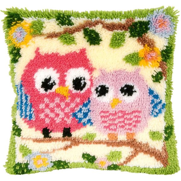 Beyond Your Thoughts 14 Model Latch Hook Kits Shaggy Craft for DIY Throw Pillow Cover Sofa Cushion Cover Christmas Gift Owl/Dog/Cat/Bear/Bird with Pattern Printed 16X16 inch BZ644