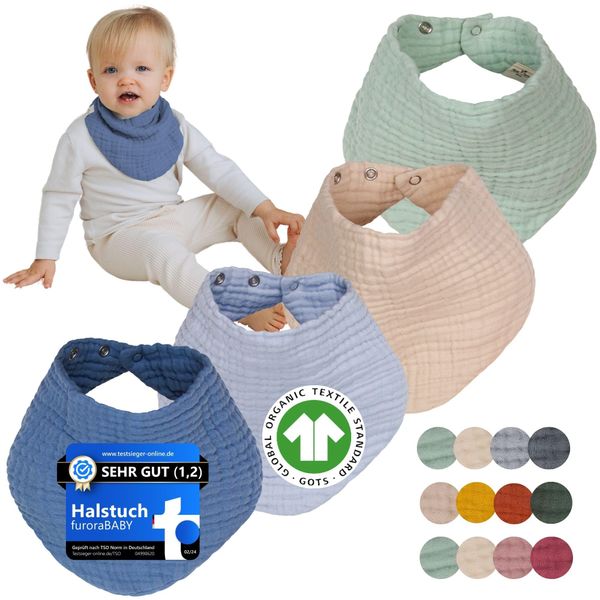 Flora Furora Baby Dribble Bibs made of Muslin cloth (pack) | Soft & absorbent Bandana Bib for Drooling & Teething | Essentials for toddlers and newborn girls & boys | with adjustable straps