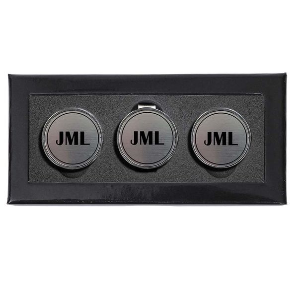 Personalized Hat Clip Golf Ball Marker Set~3 Finishes~9Engraving Styles (Pewter-Initials)