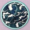 Dark Blue Great Wave Embroidered Badge Iron-on or Sew on Patch