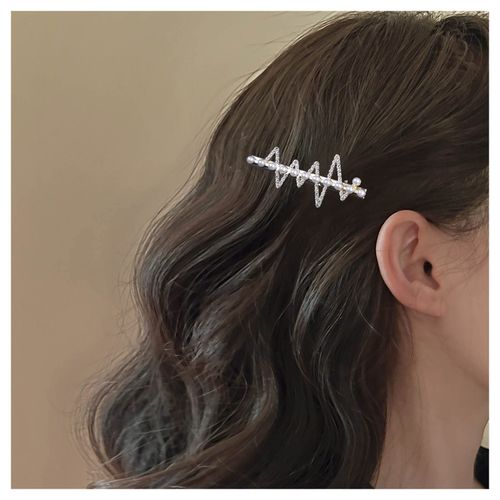 Inilbran Vintage Crystal Pearl Hair Clip Gold Rhinestone Wedding Hair Barrettes French Crystal Hairpin Barrette Sparkly Cz Hair Pins Hairclip Decorative Crystal Wedding Headpieces for women