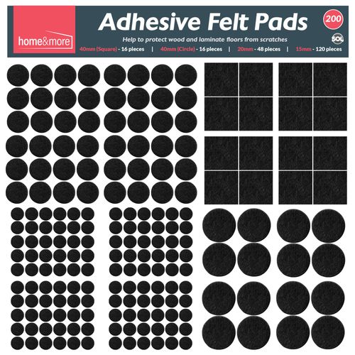 200pk Black Furniture Pads Floor Protectors for Chairs | Felt Pads for Furniture Feet | Chair Leg Floor Protectors for Furniture Legs | Felt Furniture Pads, Chair Pads to Protect Floor, Chair Leg Pads