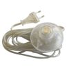 Tibelec 163890 Netzkabel mit Stecker und rundem Schalter, transparent