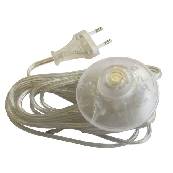 Tibelec 163890 Netzkabel mit Stecker und rundem Schalter, transparent