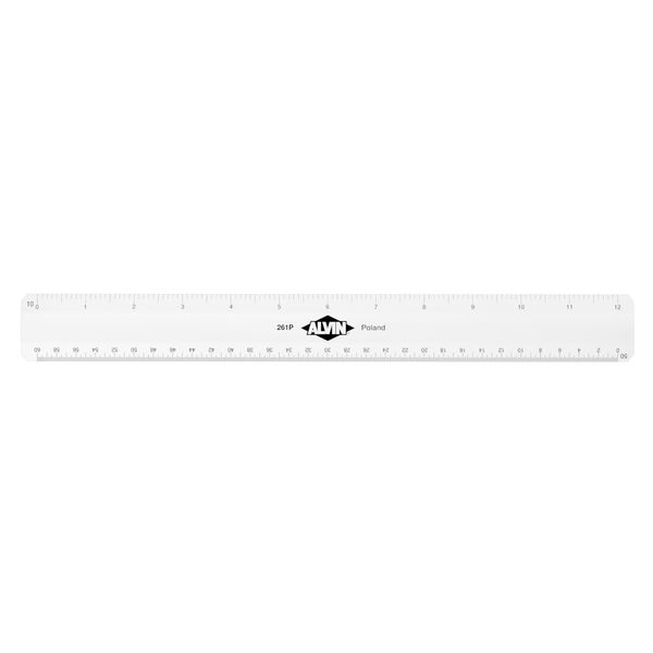 ALVIN 261P Flat Engineer Scale, Multipurpose Drafting Ruler for Drawing, Planning, and Design, High Impact Plastic - 12 Inches