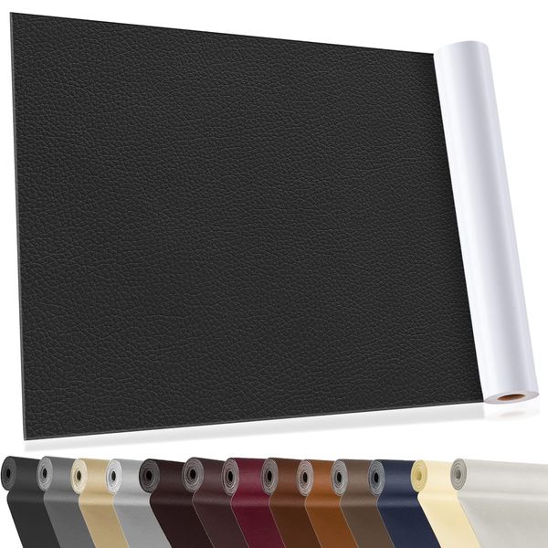 YAFLC kunstleder selbstklebend Schwarz, 40 x 80cm leder patch selbstklebend, kunstleder reparaturset für couch Sofa Autositz Möbel Leder Reparatur Jacken und Renovierung