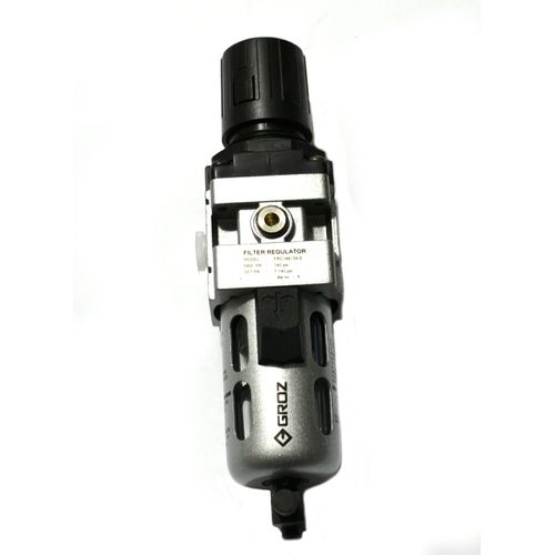 Groz 60352 Filter-Regulator Combination with Polycarbonate Bowl, Semi Automatic Drain, Intermediate - 1/4" NPT