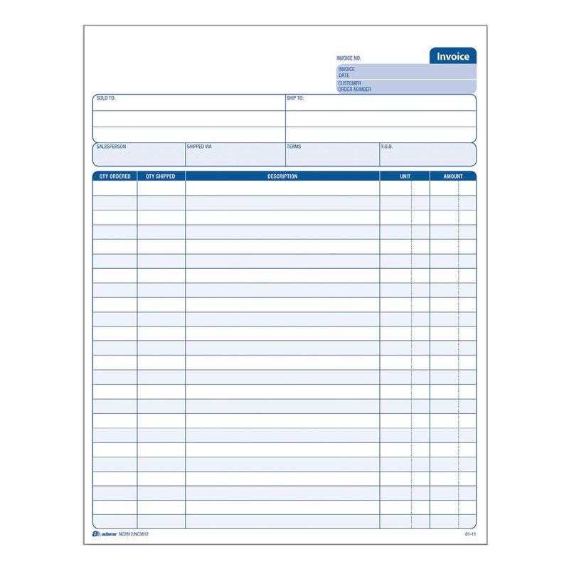 Adams Invoice Unit Set, 8.5 x 11.44 Inch, 2-Part, Carbonless, 100-Pack ...