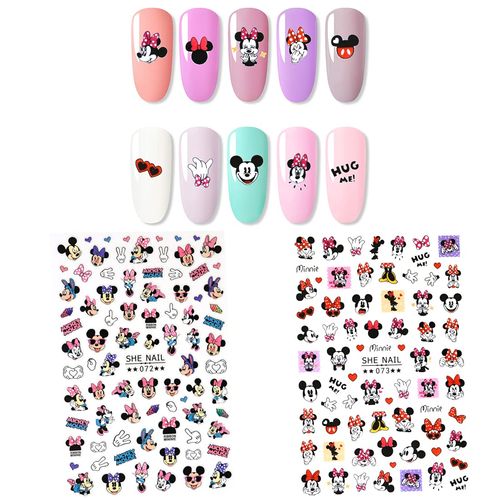 2 Pieces 3D Cartoon Mouse Nail Stickers Cute Kawaii Cartoon Nail Stikers Self-Adhesive Nail Decals for Women Girls Kids Nail Art Stickers (75+Decals)
