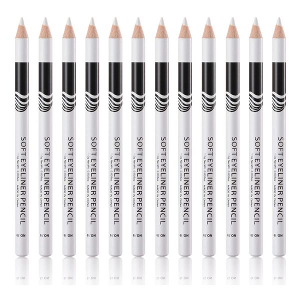 Go Ho 12 PCS White Eyebrow Eyeliner Pencils,White Eyeshadow Makeup Pen,Waterproof Eye Highlighter Makeup Pencil,Long-lasting Nice Color Eye Brow Gel Pen,Brow Tint Pencils（White）