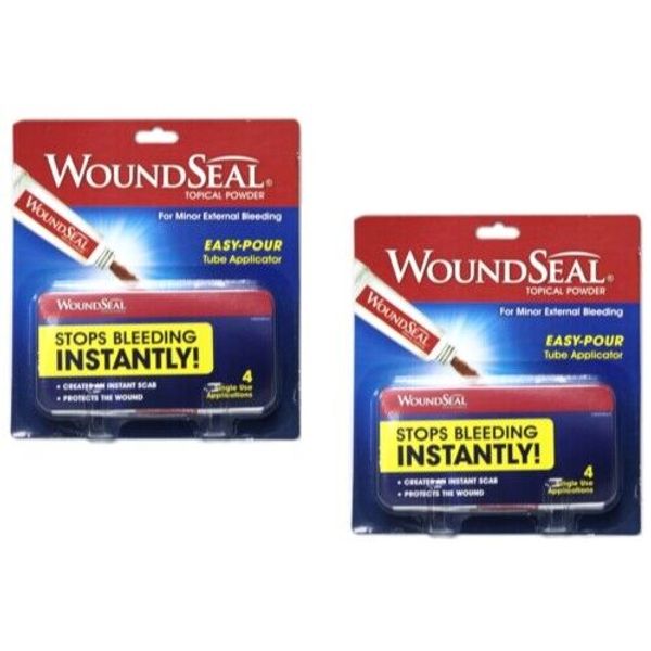 2 Pack WoundSeal Powder 4 Single Use Applications Stops Bleeding Instantly