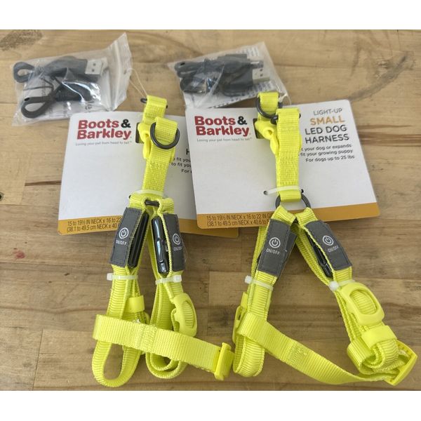 Boots & Barkley LED Rechargeable Nighttime Dog Harness Vibrant Green Small X2