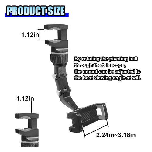 ZIMISI Rearview Mirror Phone Mount Holder for Car, 360° Rotating Adjustable Car Phone & GPS Holder, Universal Retractable Multifunctional Automobile Cradles for All Mobile Phones (Grey)
