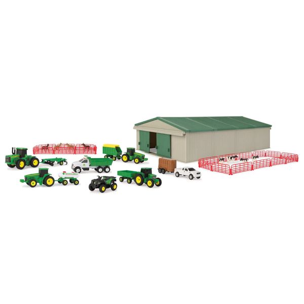 TOMY John Deere 70pc Die-Cast/Plastic Farm Toy Play Set 46276 Incl Machine Shed