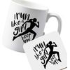 Flox Creative Ceramic Mug and Coaster Run Like Girl Keep Up Both Sides
