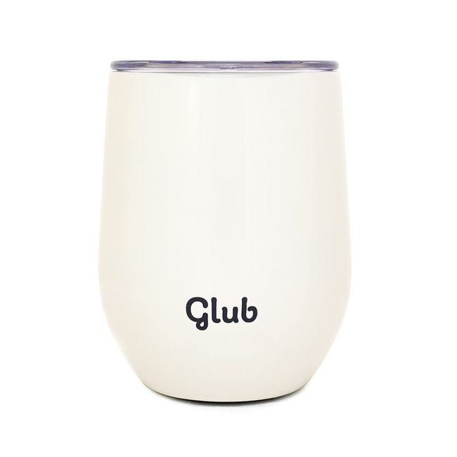 glub Tumbler with Lid, Dishwasher Safe, Non-Slip, Straw Safe, Hot or Cold Retention, 11.8 fl oz (350 ml), Vacuum Insulated (White)