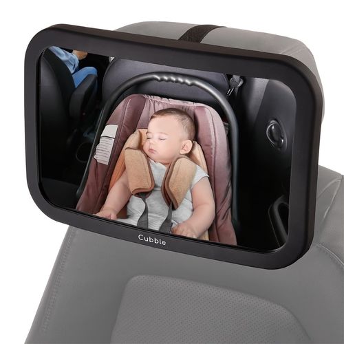 Wide-Angle Shatterproof 360° Rear Facing Back Seat Baby Car Mirror with Removable Base (12 x 7.5 inches), Wide Angle View, Adjustable Rotation, Easy Installation