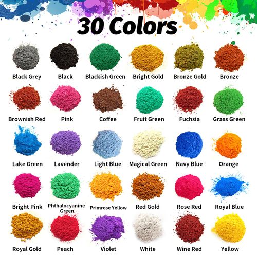 30 Colors Mica Powder, Mica Pigment Powder for Epoxy Resin, Lip Gloss, Eye Shadow, Paint, Dye, Soap Making, Nail Polish, Candle Making, Bath Bombs