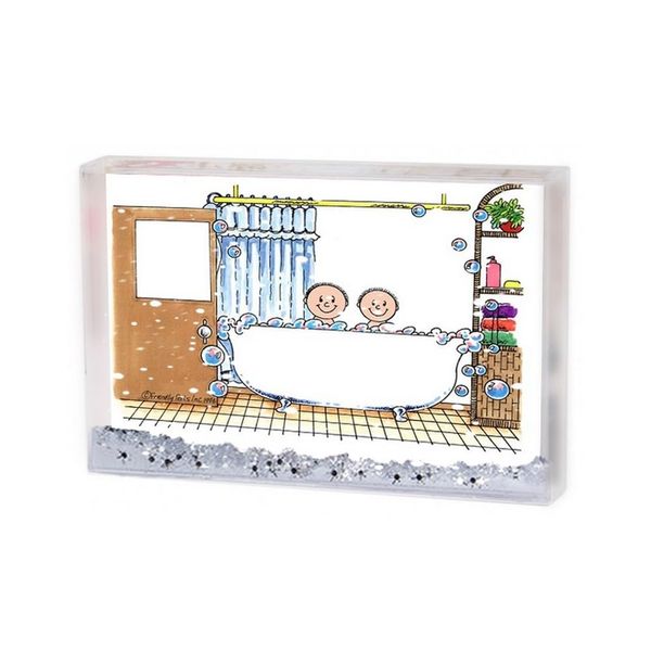 PrintedPerfection.com Personalized Tub Time - Two Children Snow Globe Frame Gift