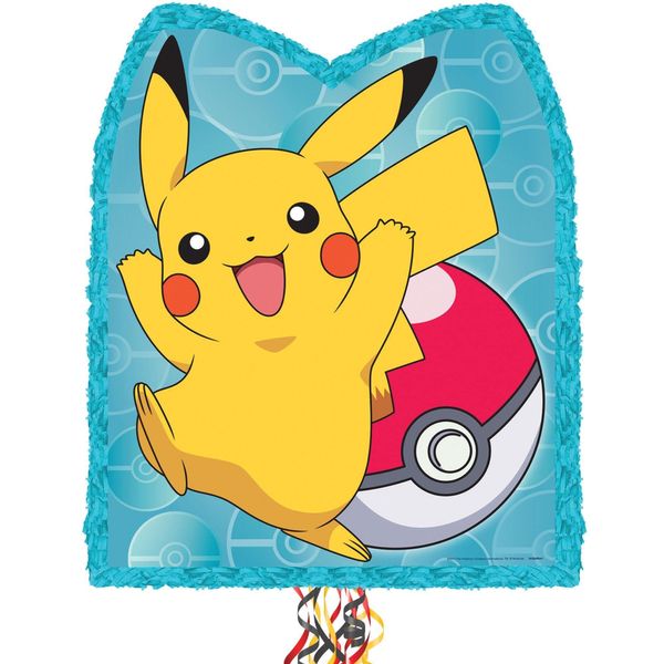 Party City Pull String Paper Pinata, Pokémon Pikachu - 18in Wide x 3in Deep x 22in Tall - Cardstock & Tissue Paper Pinata Party Supplies - Birthday Party Game Decorations for Boys & Girls