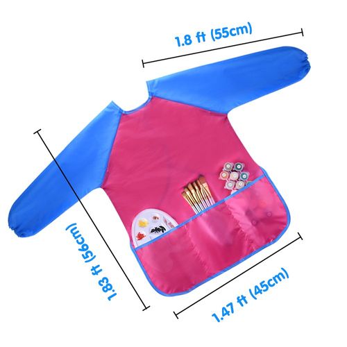 KUUQA 2 Piece Waterproof Children's Art Smock Kids Art Aprons with Long Sleeve 3 Roomy Pockets,Art Painting Supplies (Paints and brushes not included)