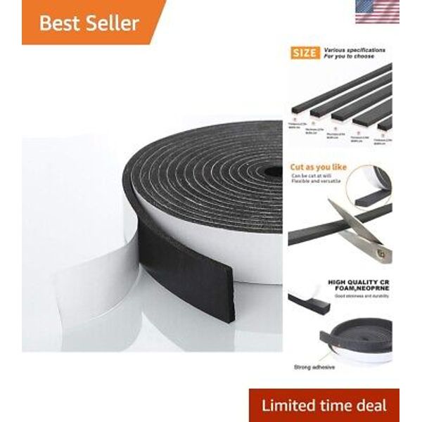 33FT Sound-Proof Weather Stripping Seal Strip for Doors & Windows, Neoprene Foam