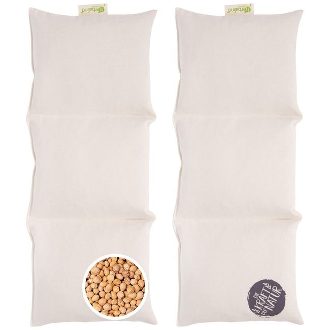 HERBALIND Natur Körnerkissen 3-Kammer 50x20 cm - 1 kg schweres Getreidekissen mit BIO Roggen Weizen - OEKO TEX Nacken Schulter Wärmekissen Made in Germany - 100% Baumwolle Mikrowelle geeignet