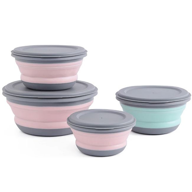Silicone Portable Salad Bowl With Lid Foldable Folding Lunch Box