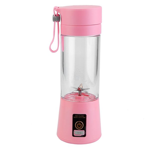 USB Rechargeable Portable Juicer Blender - 6 Blades, Powerful Motor - Pink