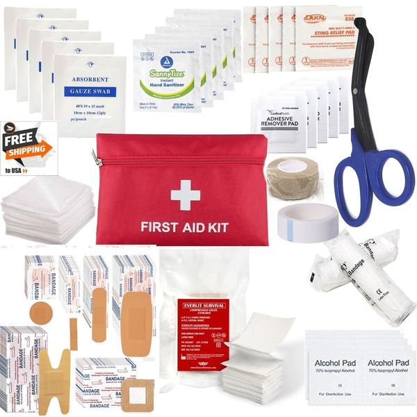 92 pcs Travel Survival First Aid Medical Supplies Emergency Refill Kit Camping