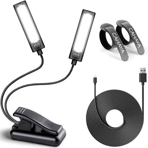 CAHAYA Clip Light Music Stand Light 2.5M with USB Cable Desk Lamp 32 Light Diode Made in USA USB Desk Light 3 Steps Dimming 12 Step Tones 360° Rotation Adjustable Lightweight 150g Folding Pocket