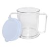 Clear Spouted Cup with Two Handles, White Lid