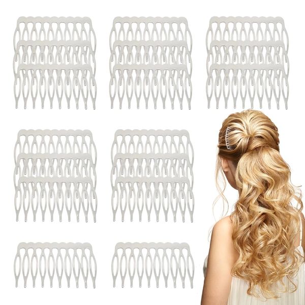 50 PCS Metal Side Hair Combs Blank Crafting 10 Teeth Hair Comb Clips French Hair Combs Slides DIY Hair Accessories for Girls Women Bridal Wedding