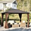 10 x 12' Deluxe Gazebo Patio Canopy Hard Top Outdoor Event W/ Double Netting