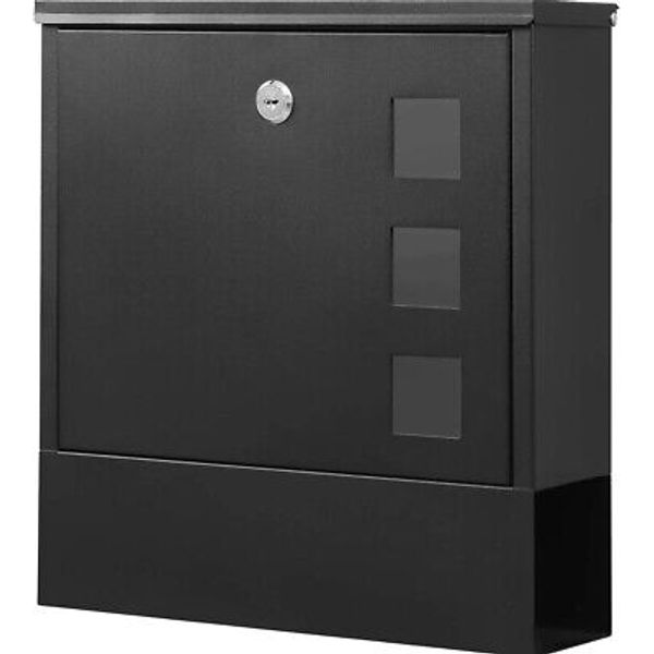 Wall Mounted Mail Box with Large Capacity,14 3/10" x 4 1/10" x 11 4/5",Black