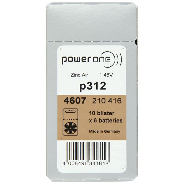 PowerOne Size 312 Hearing Aid Batteries - 50 x 6 Packs = 300 pcs.