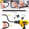 Flexible Drill Bit Extension Right Angle Drill Attachment Set, 360° Rotatable 1/4 3/8 1/2" Impact Grade Socket Adapter Set, Super Bit Shaft Extension Bits, Screwdriver Bit Set