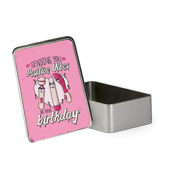 Humorous Birthday Gift idea Positive vibes Christmas stocking filler present gift Rectangular/Round Metal Tin Storage Box. (Rectangular)