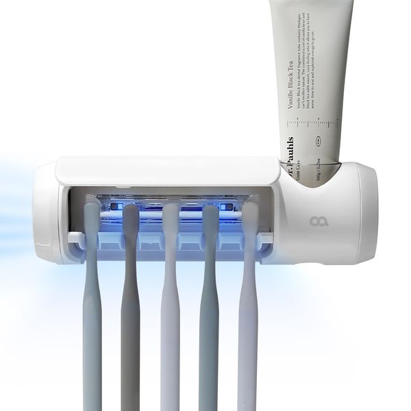 Oa Cleane Pure Air UVC LED Wireless Sterilization Dry Smart 5-pronged Toothbrush Sterilizer, OTS-002WH