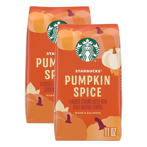 Starbucks Pumpkin Spice Flavored Ground Coffee - Warm & Balanced, No Artificial Flavors - 11 OZ (Pack of 2)