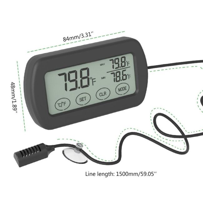 Reptile Terrarium Thermometer Hygrometer Max/Min Digital Display